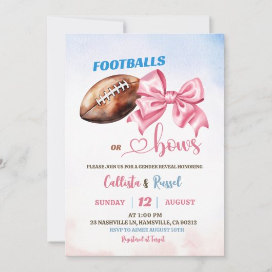 Footballs of bogen onthullen geslacht kaart (Voorkant)