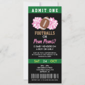 Footballs of Pom Poms Gender Reopenbaart Ticket Kaart (Voorkant)