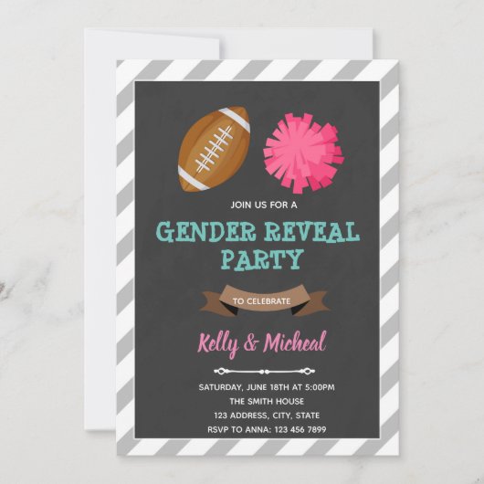 Footballs of Pom Poms gender reveal kaart (Voorkant)