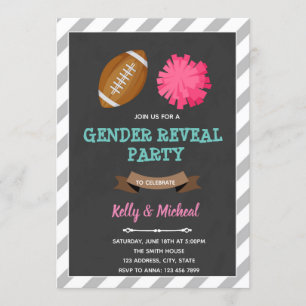 Footballs of Pom Poms gender reveal kaart
