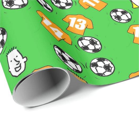Footballs, Oranje Gold-Shirten en ventilatoren Cadeaupapier (Rol Hoek)