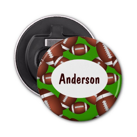 Footballs patroon button flesopener (Voorkant)