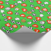 Footballs, rode Shirten en ventilatoren Cadeaupapier (Hoek)