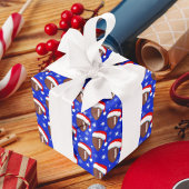 Footballs Santa's Pet & Sneeuwvlokken Blauw Cadeaupapier