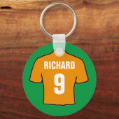 Footballs shirten ontwerpen in oud goud. sleutelhanger (Achterkant)