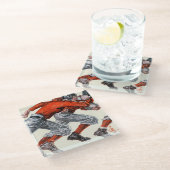 Footballs spelers glazen onderzetter (Schuin)