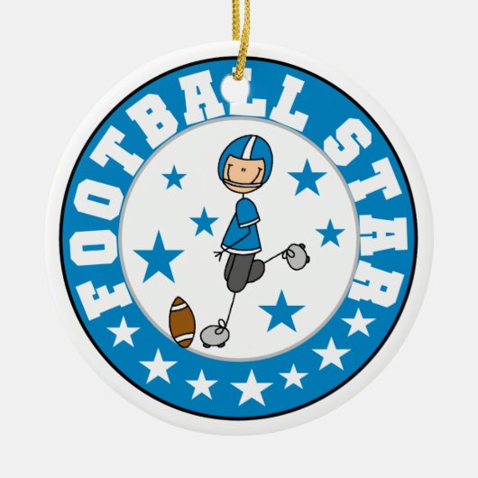 Footballs ster keramisch ornament (Voorkant)