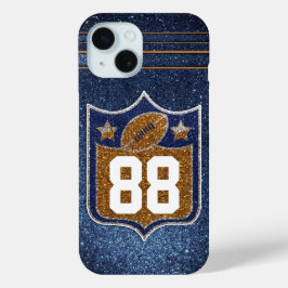 Footballs van het Blauwe en Gold Glitter School Te iPhone 15 Case