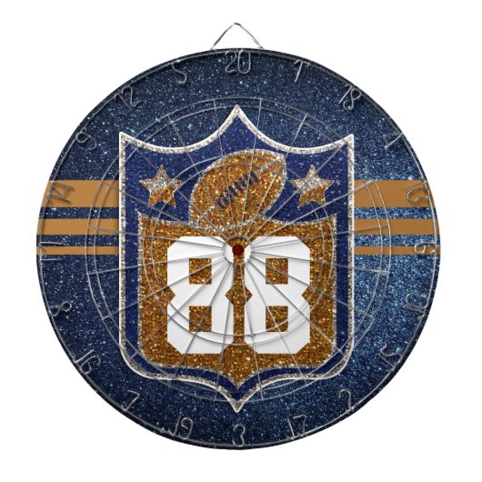 Footballs van het Blauwe en Gold Glitter School Te Dartbord (Voorkant)