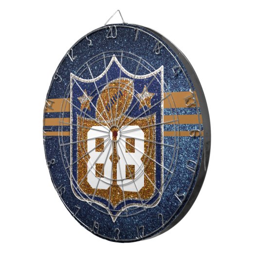 Footballs van het Blauwe en Gold Glitter School Te Dartbord (Voorkant Rechts)