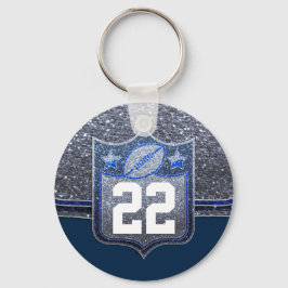 Footballs van het Blauwe en Zilveren Glitter Schoo Sleutelhanger