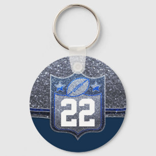 Footballs van het Blauwe en Zilveren Glitter Schoo Sleutelhanger