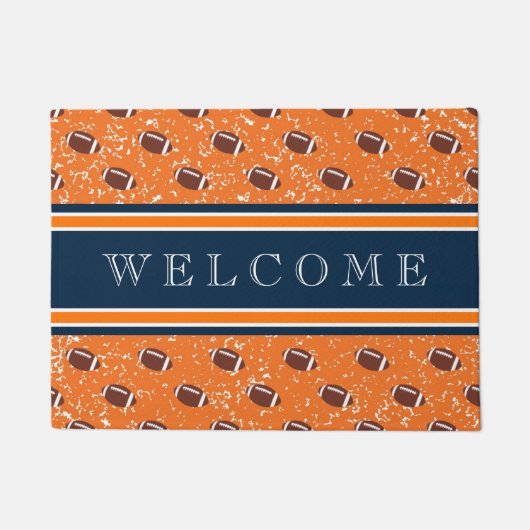 Footballs van Sinaasappel en zeemacht Deurmat (Voorkant)