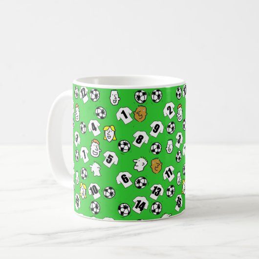 Footballs, witte Shirten en ventilatoren Groter Pa Koffiemok (Voorkant links)