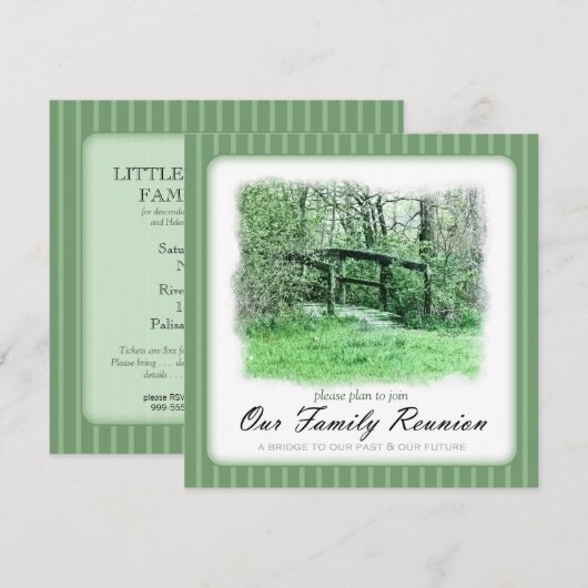 Footbridge Green Custom Family Reunion Uitnodiging (Voorkant / Achterkant)