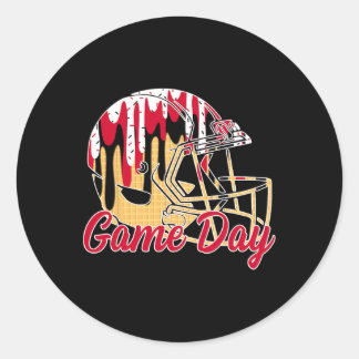 Footll Drip Game Day Sports Footll Mom Go Cheer Re Ronde Sticker