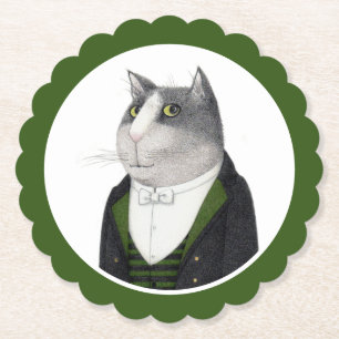FOOTMAN CAT geschulpte ronde papieren Onderzetters