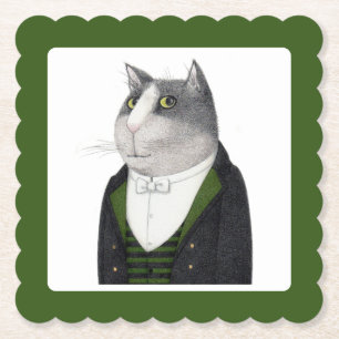 FOOTMAN CAT geschulpte vierkante papieren Onderzet Kartonnen Onderzetters