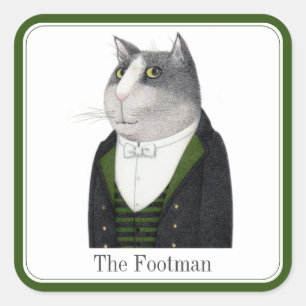 FOOTMAN CAT Grote Vierkante Stickers + Tekst