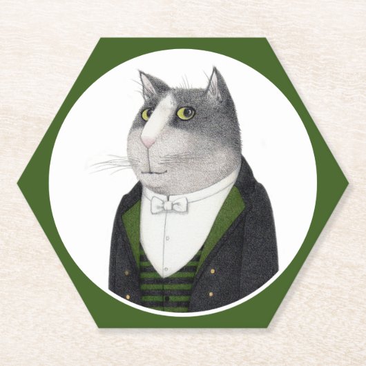 FOOTMAN CAT Hexagon Papier Onderzetters (Voorkant)