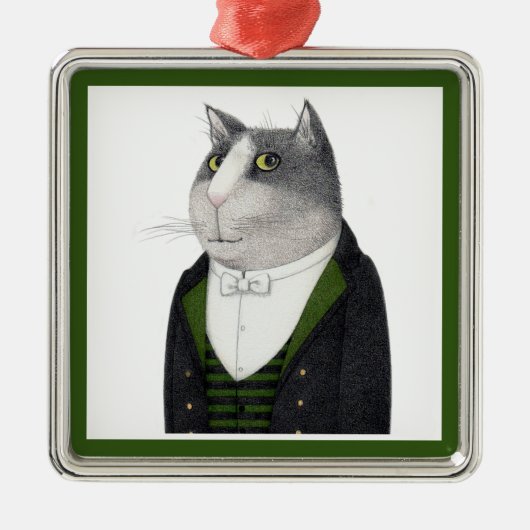FOOTMAN CAT Premium Square Ornament (Voorkant)