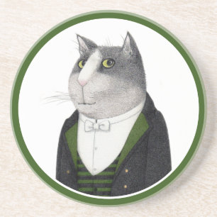 FOOTMAN CAT-ronde Sandstone-Onderzetter Zandsteen Onderzetter
