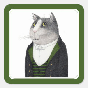 FOOTMAN CAT-Stickers voor kleine vierkantjes Vierkante Sticker