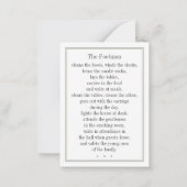 FOOTMAN CAT Trading Kaart Notitiekaartje (Achterkant)