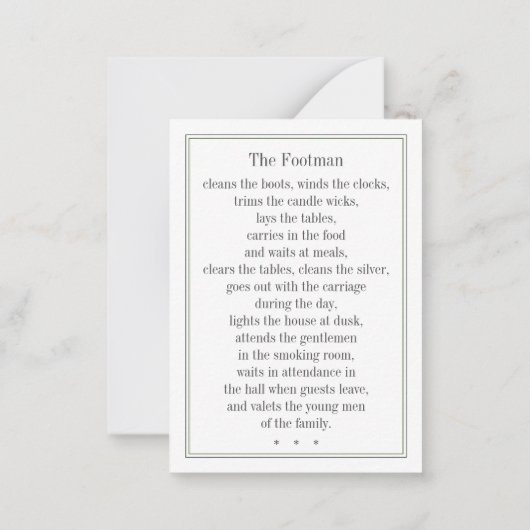 FOOTMAN CAT Trading Kaart Notitiekaartje (Achterkant)