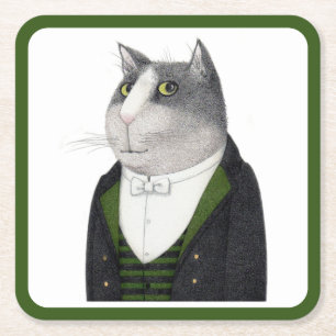FOOTMAN CAT Vierkante Papier Onderzetters