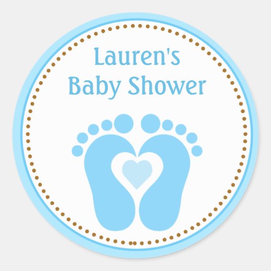 Footprint Boy Baby shower Favor Tag Stickers (Voorkant)