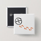 Footprints - black vierkante button 5,1 cm (Voorkant /achterkant)