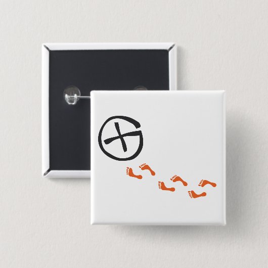 Footprints - black vierkante button 5,1 cm (Voorkant /achterkant)