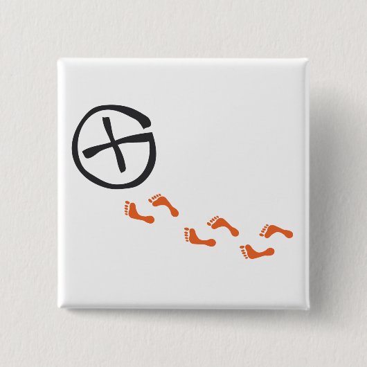 Footprints - black vierkante button 5,1 cm (Voorkant)