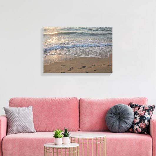Footprints in the Sand Canvas Afdruk (Insitu (Woonkamer))