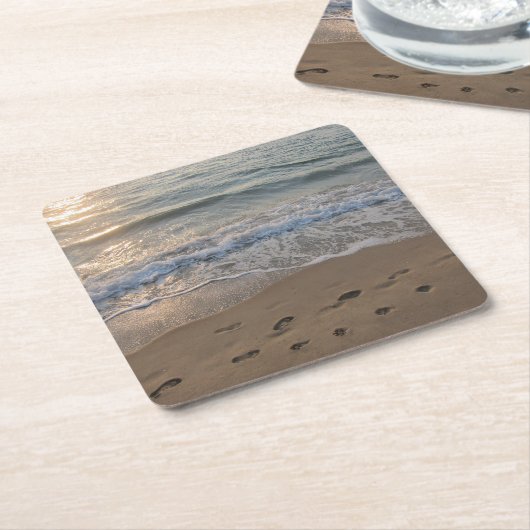 Footprints in the Sand Kartonnen Onderzetters (Schuin)