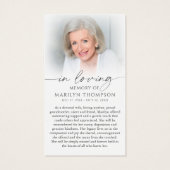 Footprints In The Sand Photo Funeral Prayer Card Visitekaartje (Achterkant)