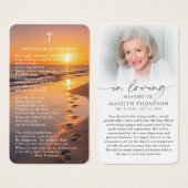 Footprints In The Sand Photo Funeral Prayer Card Visitekaartje (Voorkant /achterkant)
