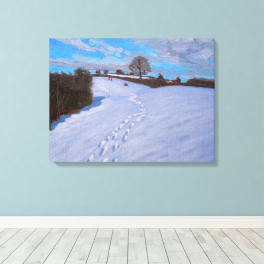 Footprints in the Snow 2009 Canvas Afdruk (Insitu (Houten vloer))