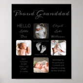 Footprints Multiple Photo Birth Keepsake Granddad  Poster (Voorkant)