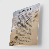 Footprints Prayer Poem Biblical Sand Vierkante Klok (Hoek)