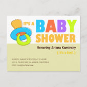fopspeen-Baby shower-uitnodiging Uitnodiging Briefkaart (Voorkant)