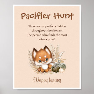 Fopspeen Hunt Herfst Baby shower Schattige Fox Gam Poster