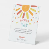 Fopspeen Hunt Hier komt het Son Baby shower Reclamebord Met Voetstuk (Voorkant)