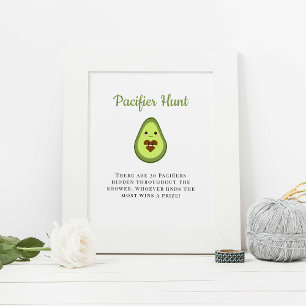 Fopspeen Hunt Kawaii Avocado Baby shower Poster