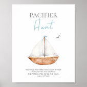 Fopspeen Hunt Nautisch Baby shower teken Poster (Voorkant)