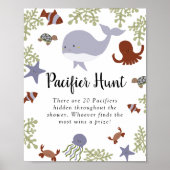 Fopspeen Hunt Onder het Zee Baby shower Game Schat Poster (Voorkant)