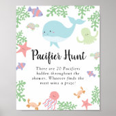 Fopspeen Hunt Onder het Zee Baby shower Game Schat Poster (Voorkant)