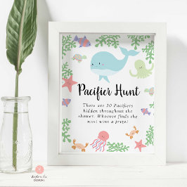 Fopspeen Hunt Onder het Zee Baby shower Game Schat Poster