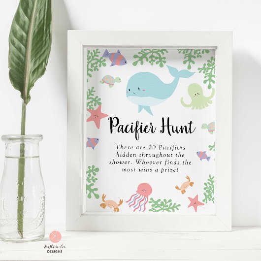 Fopspeen Hunt Onder het Zee Baby shower Game Schat Poster